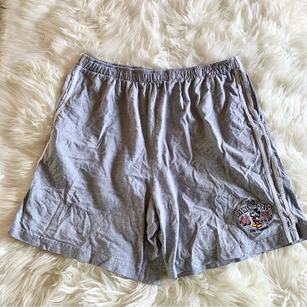 Disney Gray Men Embroidered Logo Garter Waist Summer Shorts US XL
